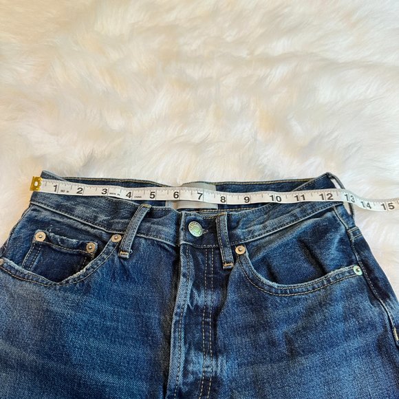 Everlane Jeans 90s Cheeky Crop Straight High Rise Distressed Button Fly Size 25 - Picture 10 of 15